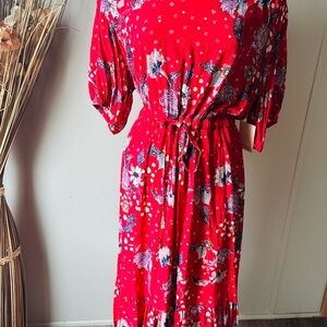 Floral Red Dress